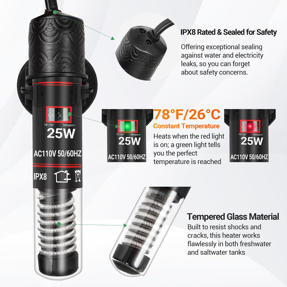 ewonlife 78-degree heater and thermometer strip ensure stable temperature readings