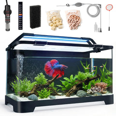 ewonlife 3.5 gallon Betta tank front view shows a sleek desk-friendly aquarium