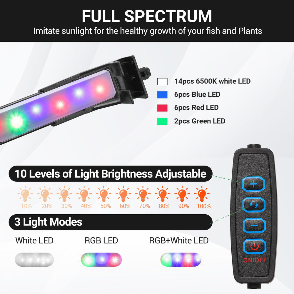 ewonlife LED light with timer brightens the tank with adjustable illumination