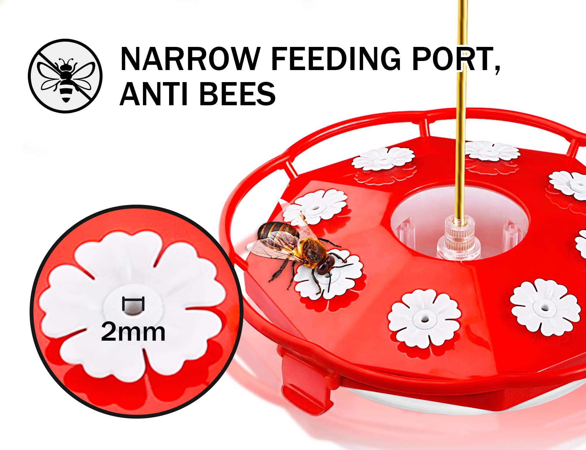 eWonLife saucer feeder with eight feeding ports supports busy nectar visits.