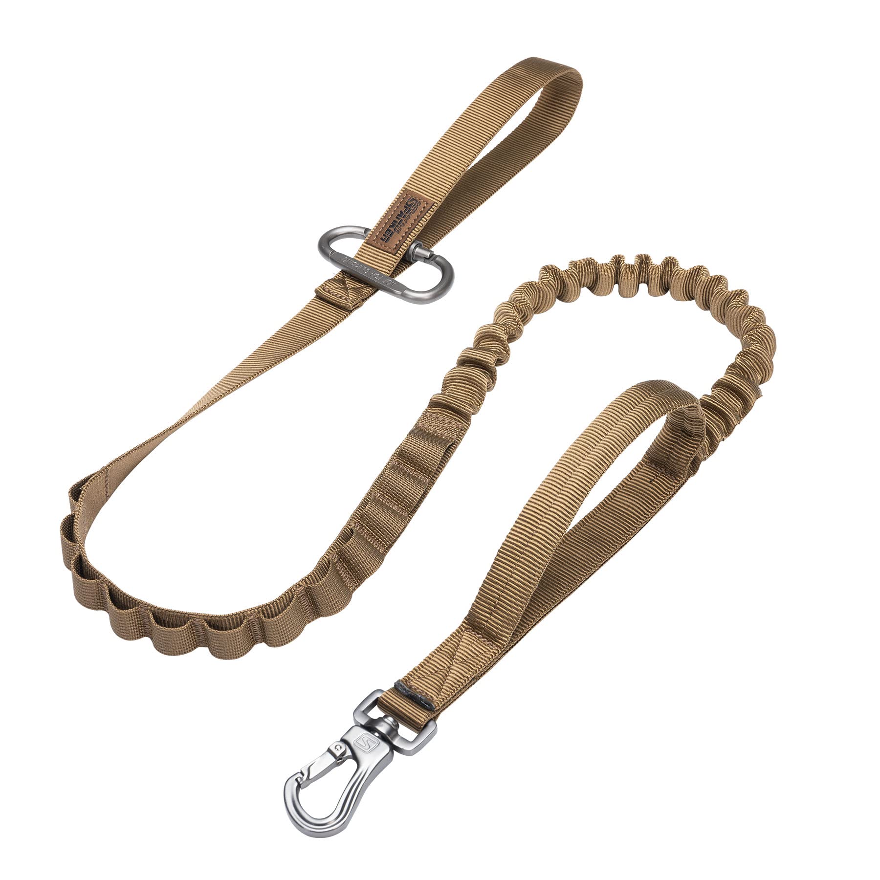EXCELLENT ELITE SPANKER tactical bungee dog leash in coyote brown for secure control.