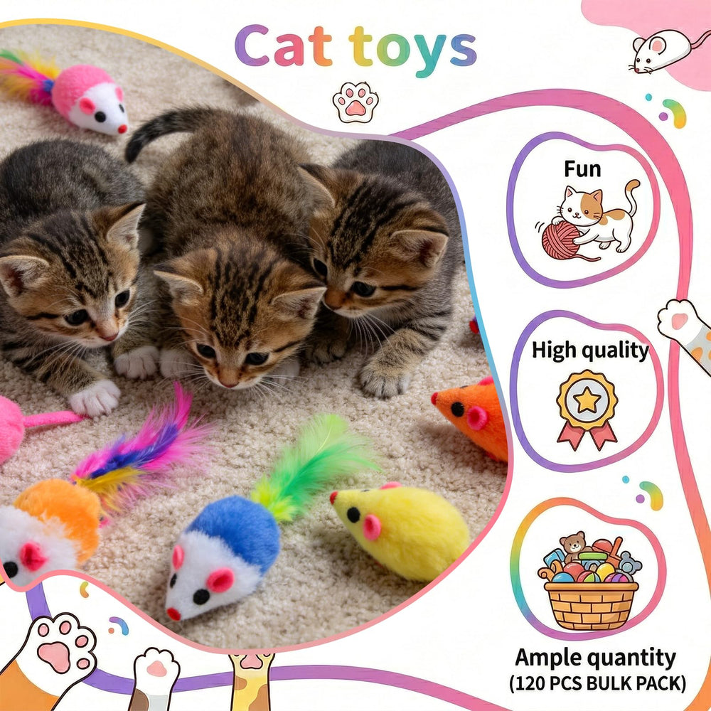 Exclaith durable plush cat toy with plastic core for chew-resistance