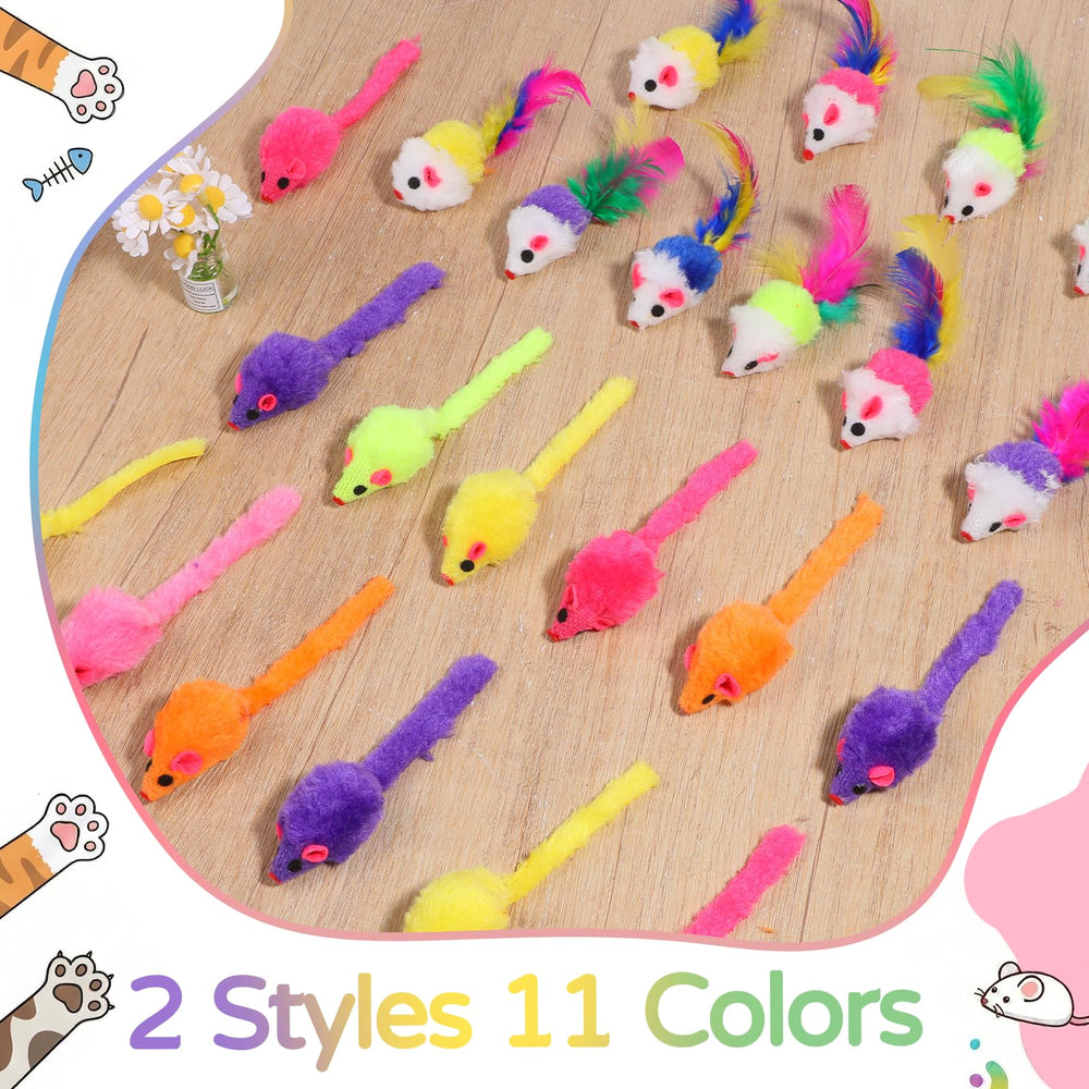 Exclaith feather-tail mouse toy set encourages interactive chasing