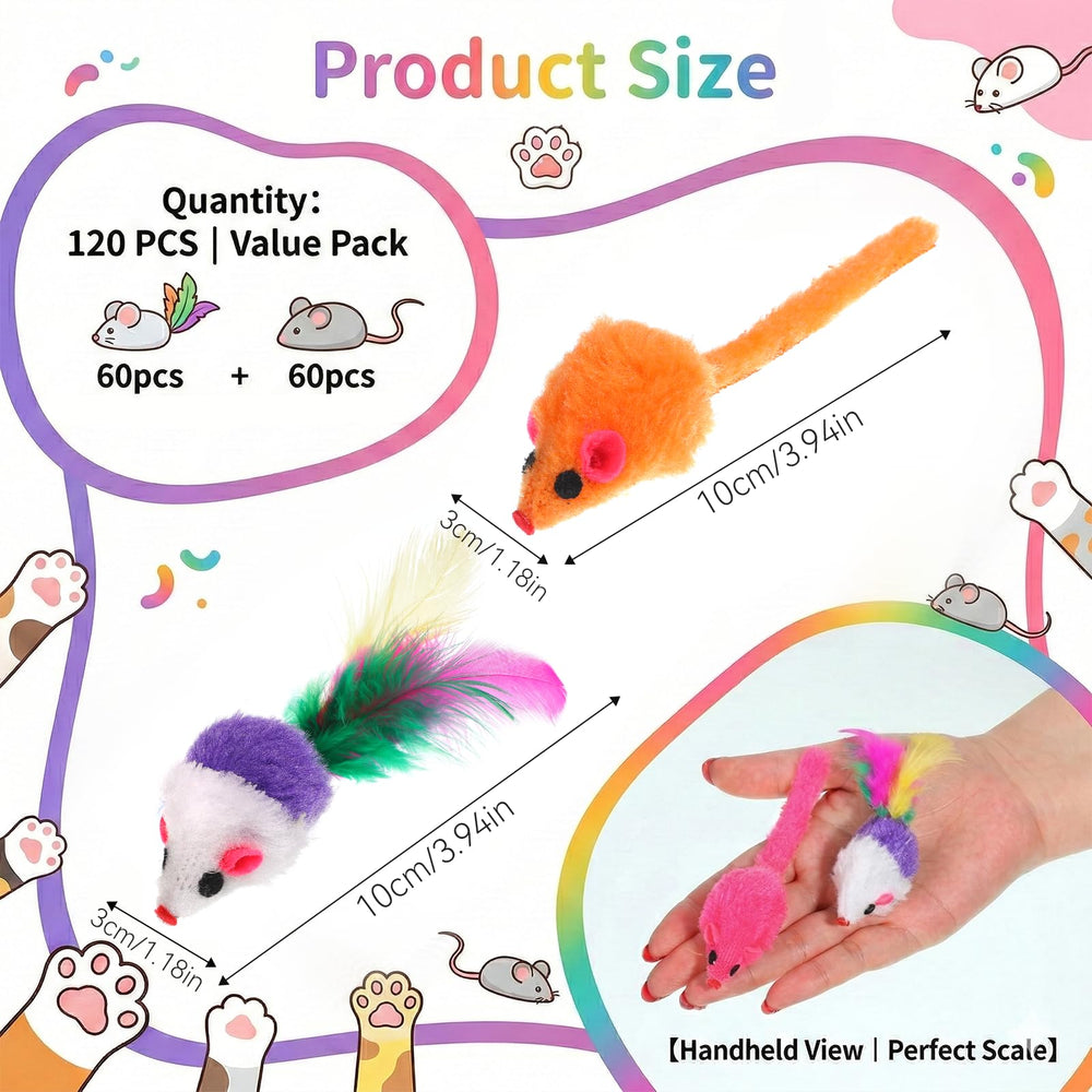 Exclaith furry mouse kitten-toy rattle with sand sounds for hunting