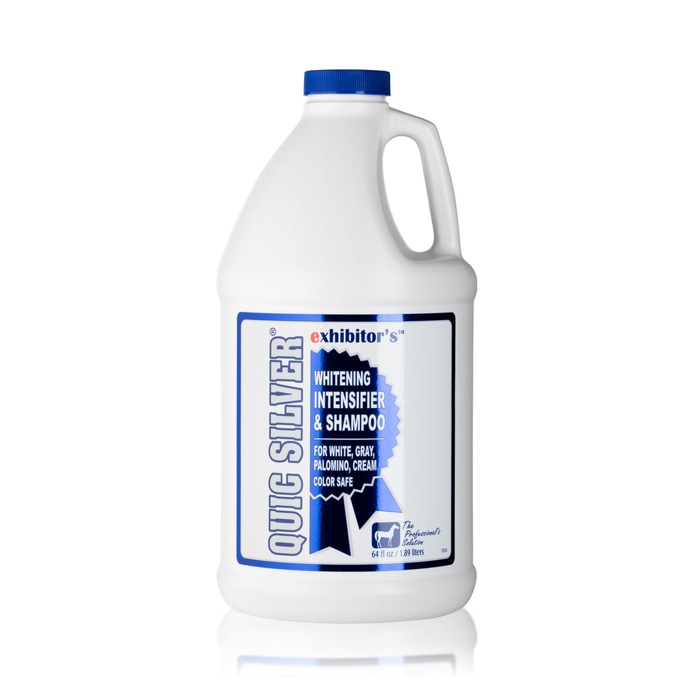 Exhibitor's Quic Silver bottle pour demonstrates color-enhancing action for equine coats.