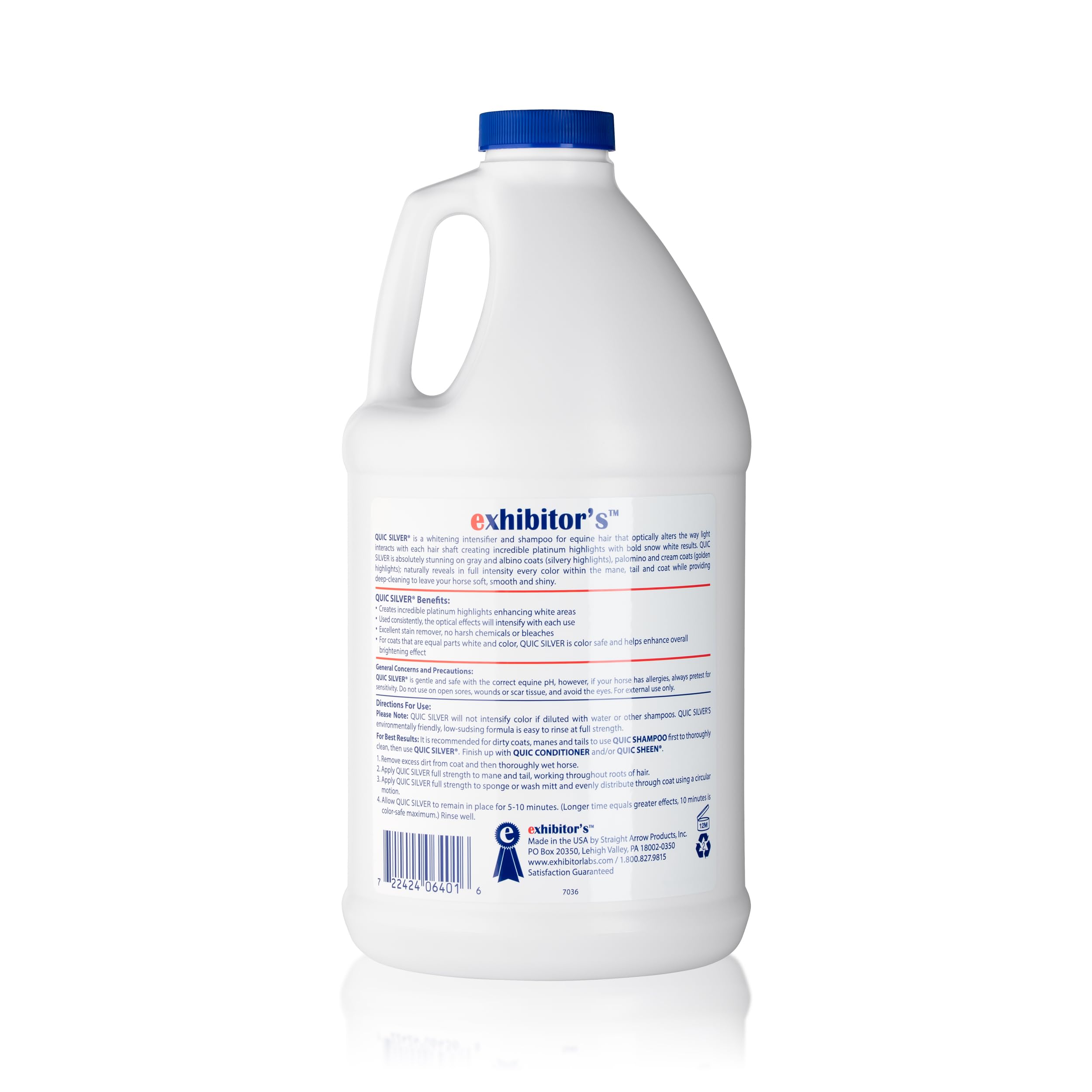 Exhibitor's Quic Silver lather shows gentle cleansing with color boost for mane and tail.
