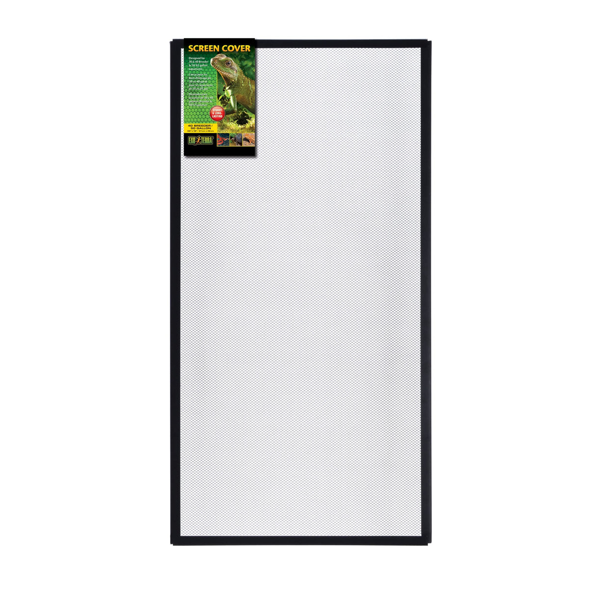 Exo Terra regular 40 gallon screen cover on 36x18 tank provides secure ventilation and UV access.