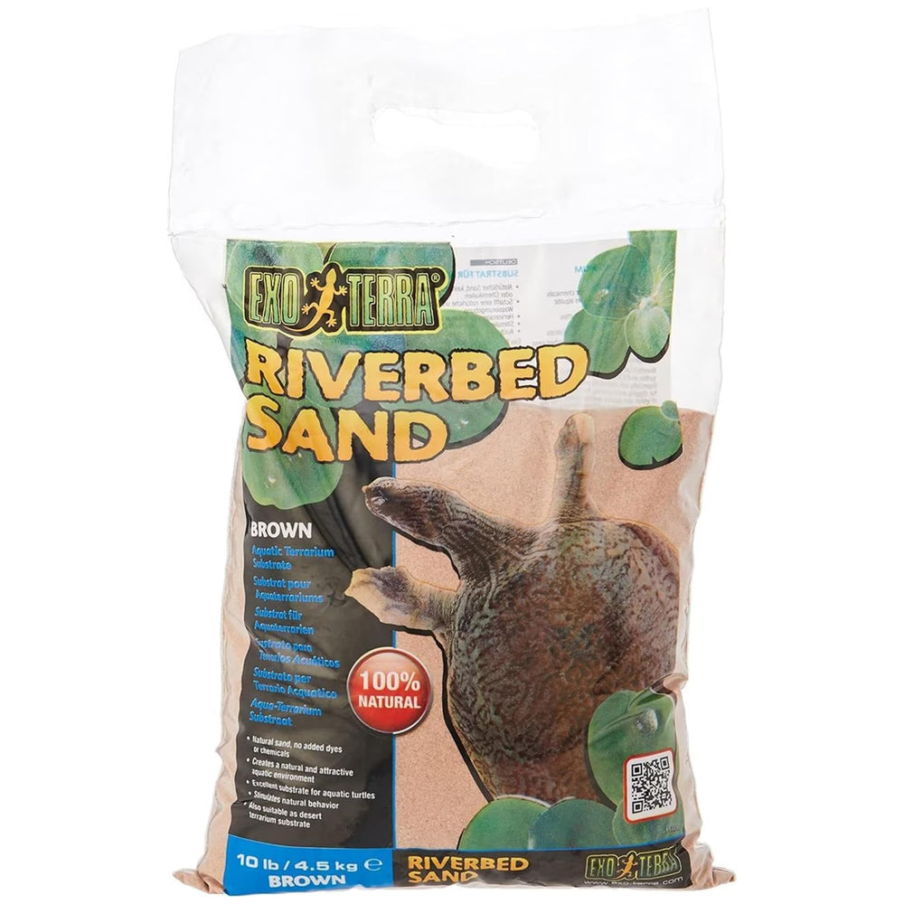 Exo Terra Riverbed Sand substrate in an enclosure for reptiles and amphibians