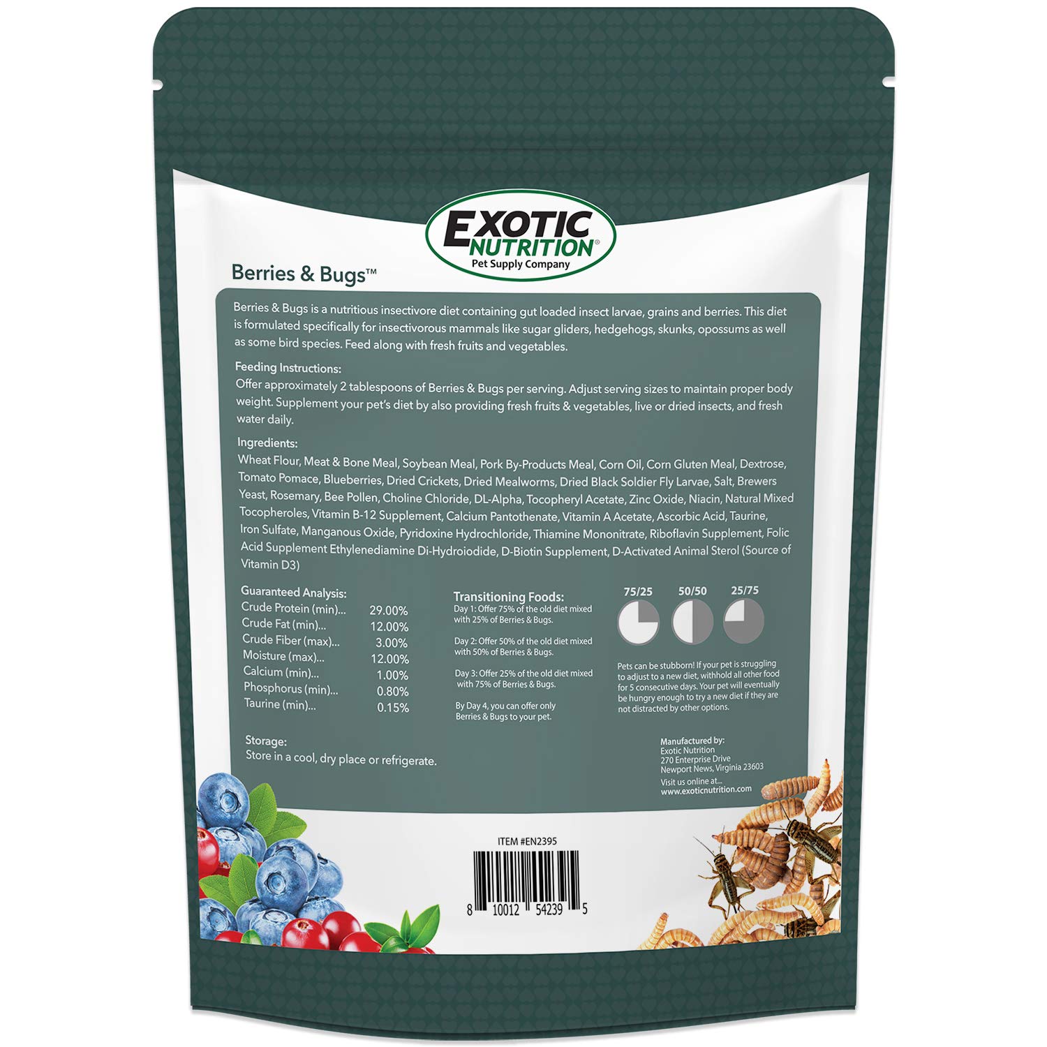 Grains, berries and gut-loaded insects in the Berries & Bugs mix.