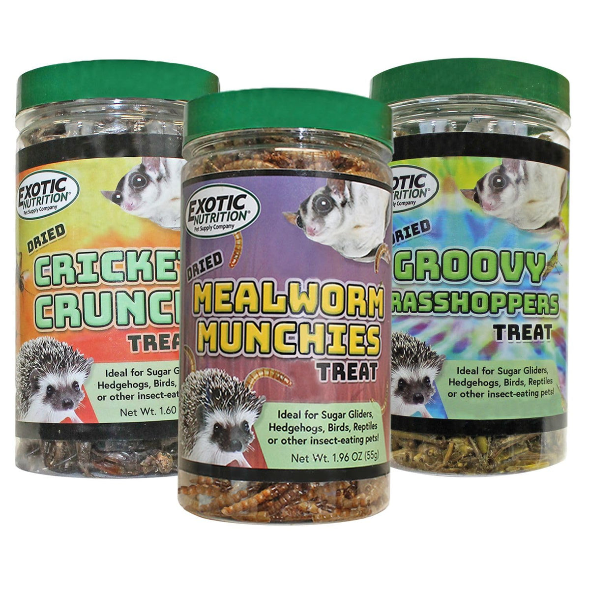 Exotic Nutrition Cricket Crunch jar for foraging enrichment and protein