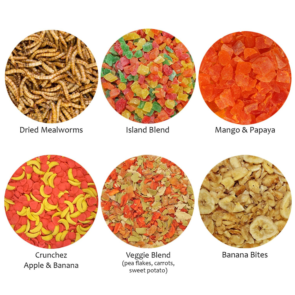 Exotic Nutrition dried mealworms 1.41oz as rewards for foraging.