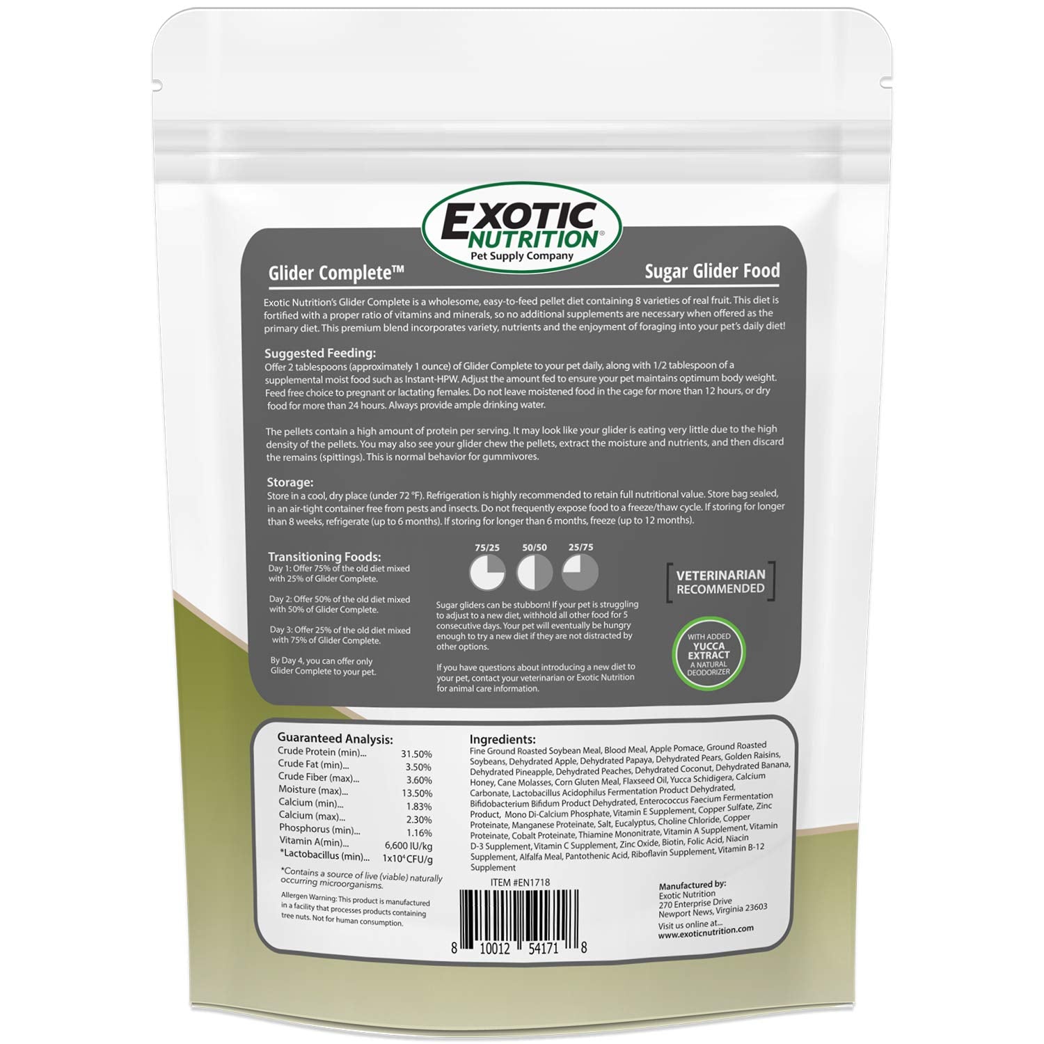 Exotic Nutrition Glider Complete eight-fruit chunks display for dietary variety and enrichment.