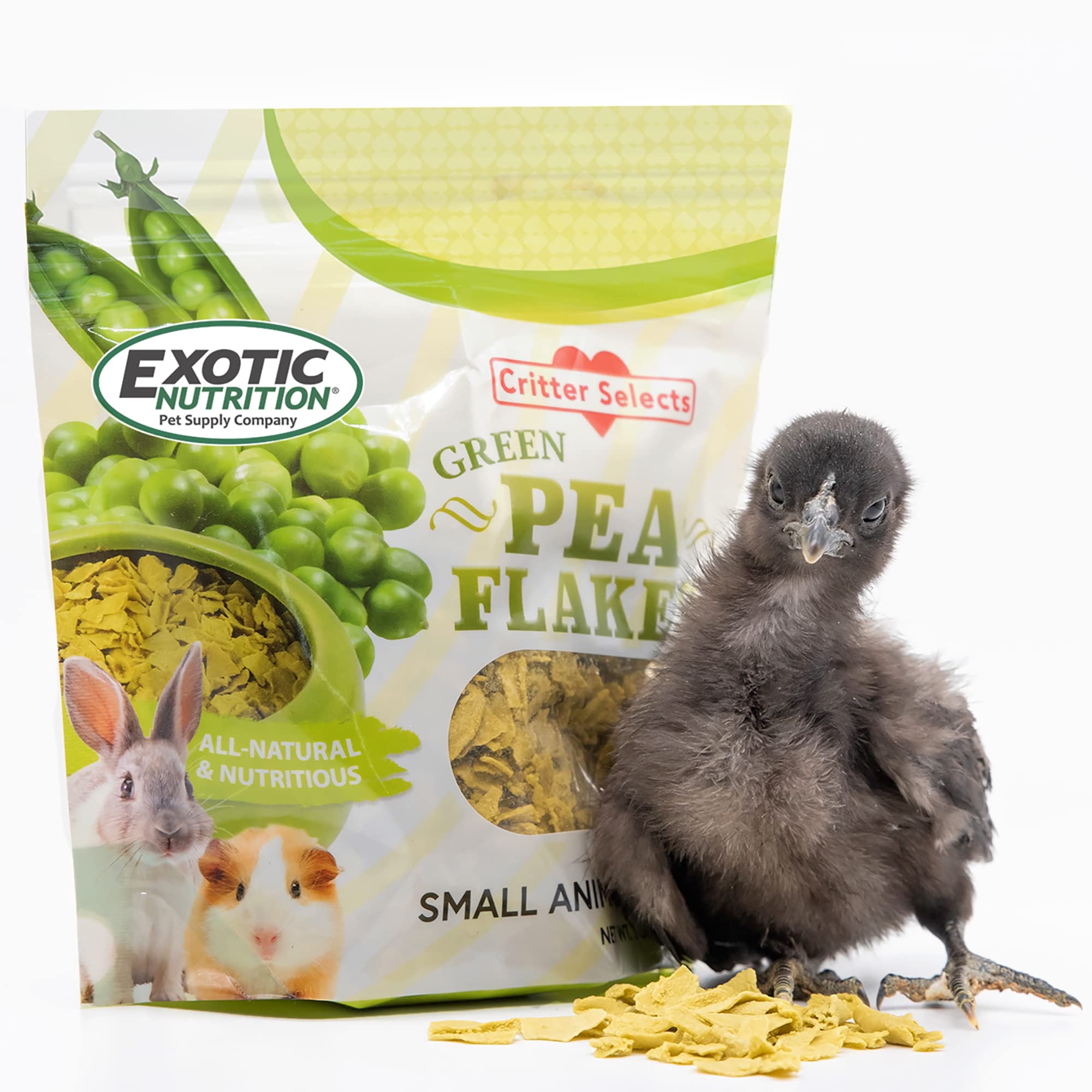 Exotic Nutrition Green Pea Flakes add variety to small pet diets.