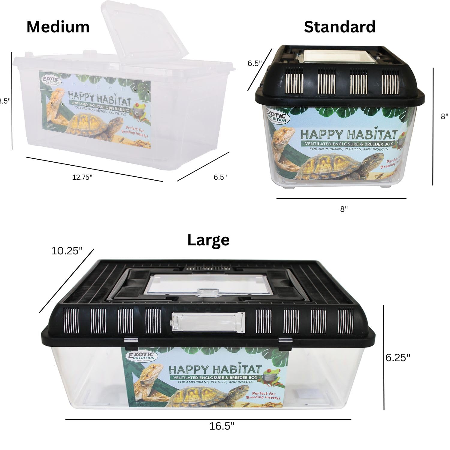 Exotic Nutrition Happy Habitat airline holes support airflow and humidity control.