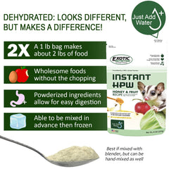 Serving Instant-HPW honey-fruit mix in a shallow bowl for a sugar glider daily meal