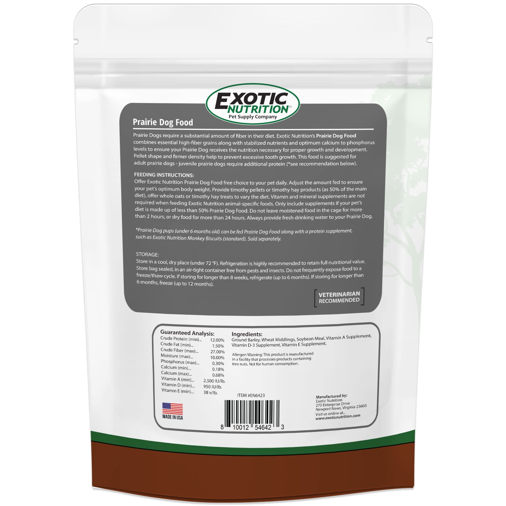 Exotic Nutrition Prairie Dog Diet ready-to-serve bowl with pellets for adults.