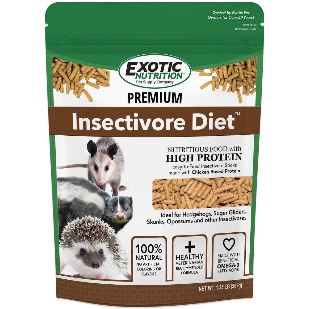 Exotic Nutrition Premium Insectivore Diet pellets for balanced protein in insectivores.