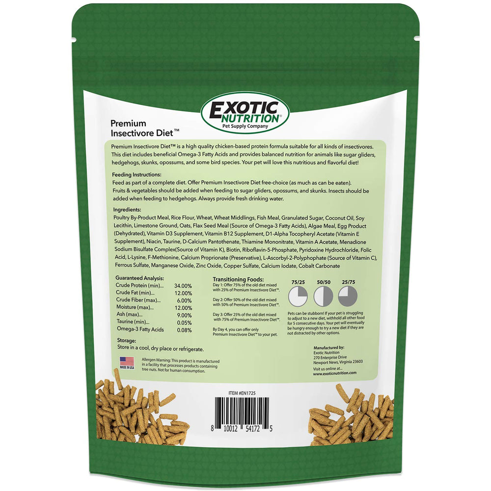 Three-quarter-inch sticks from Exotic Nutrition simplify feeding and portions.
