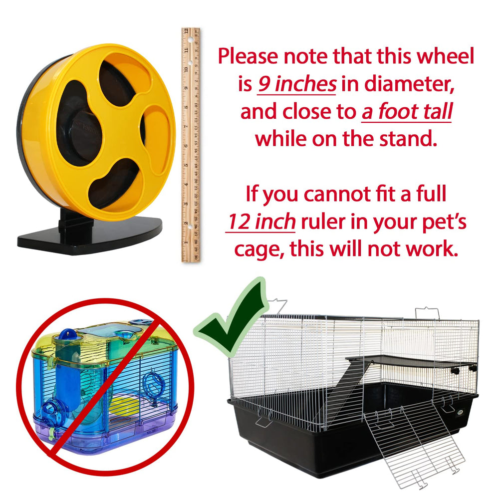 Exotic Nutrition Silent Runner Wheel 9in yellow front view highlighting safe, enclosed front plate.