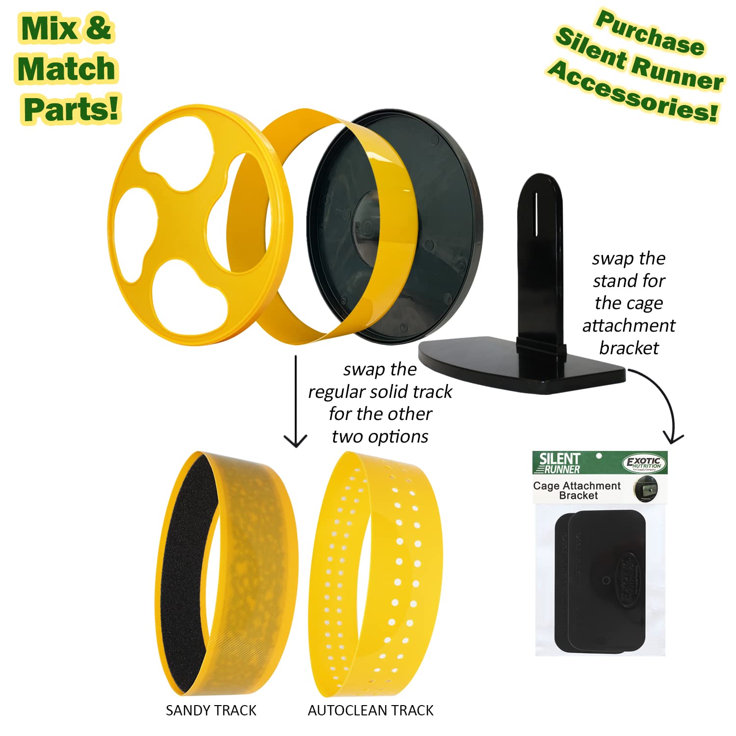 Exotic Nutrition Silent Runner Wheel 9in yellow textured track for solid grip.