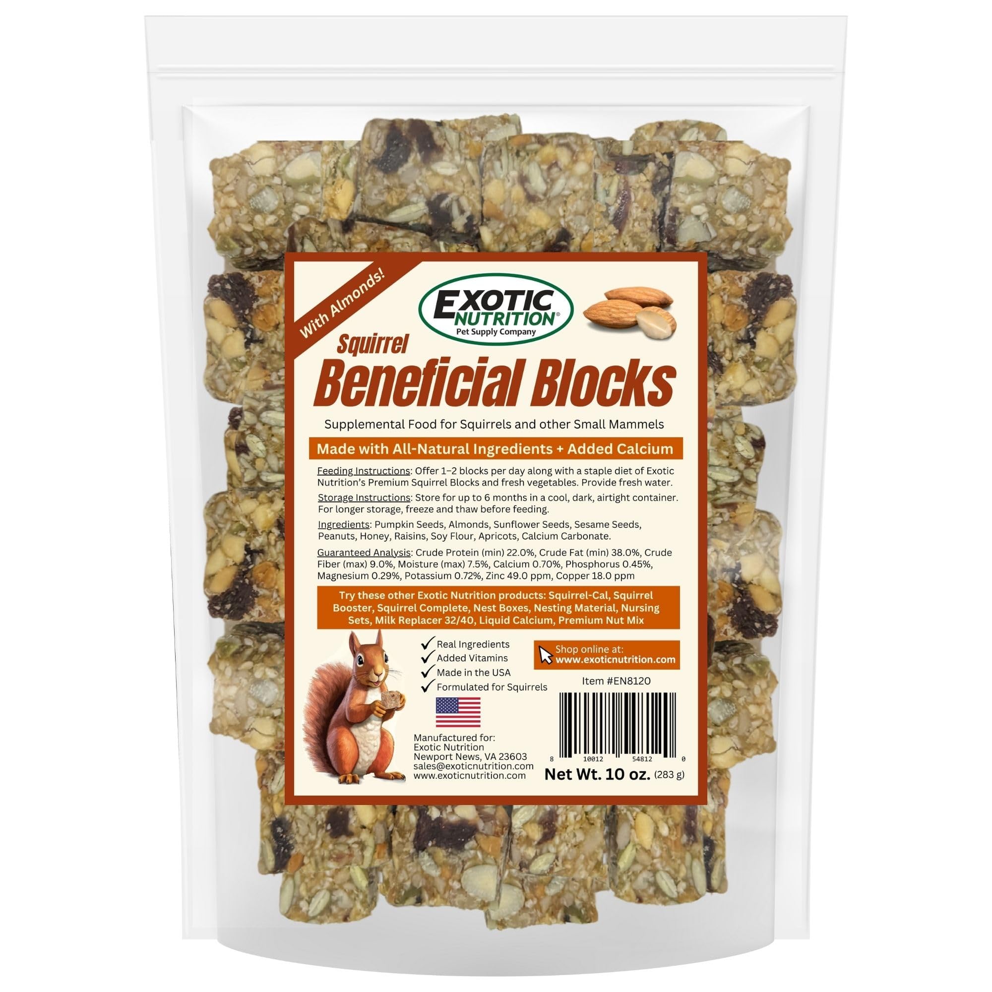 Exotic Nutrition Squirrel Beneficial Blocks served on a small dish