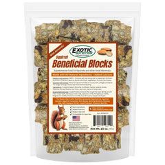 Exotic Nutrition Squirrel Beneficial Blocks served on a small dish