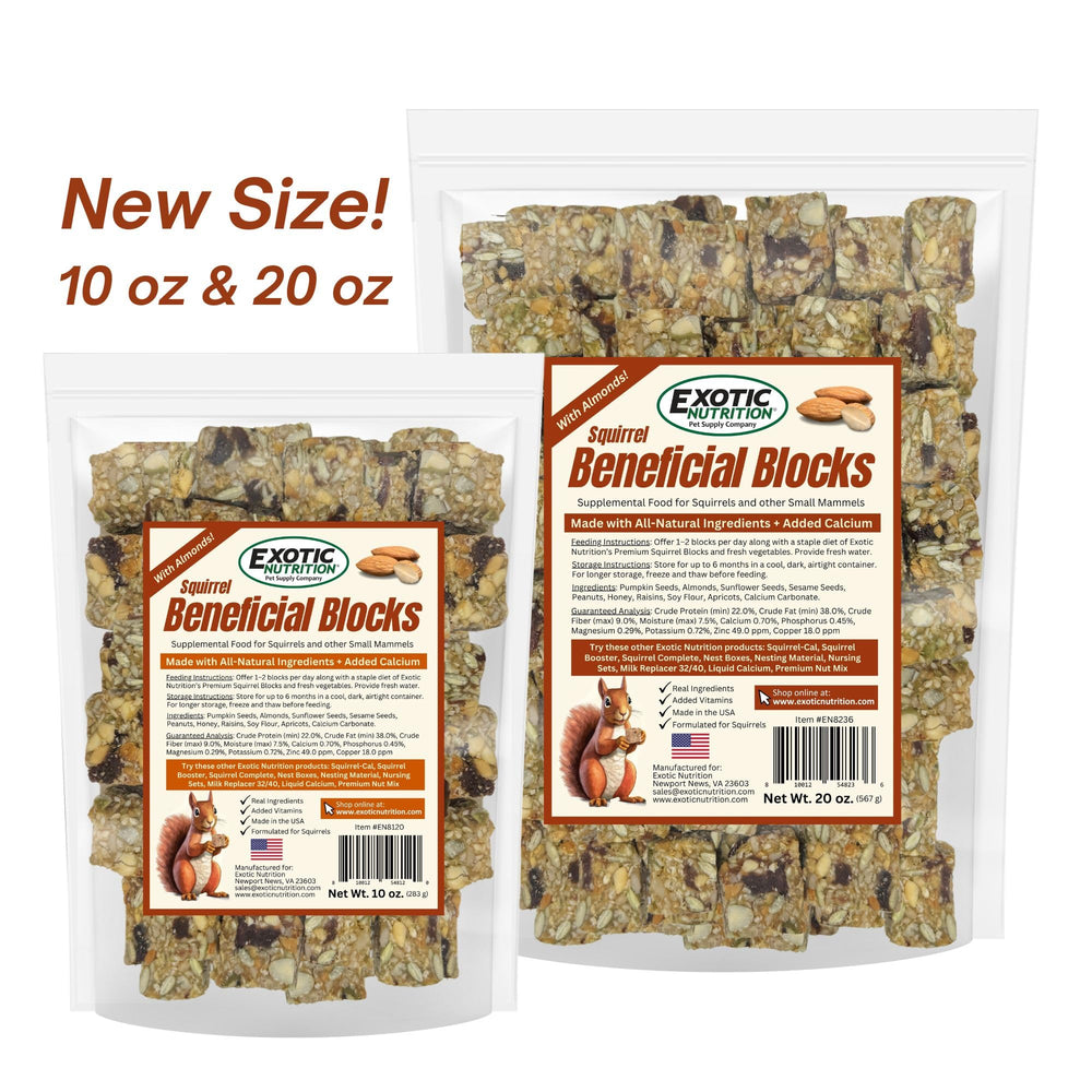 Exotic Nutrition Squirrel Beneficial Blocks storage note cool and dry for freshness