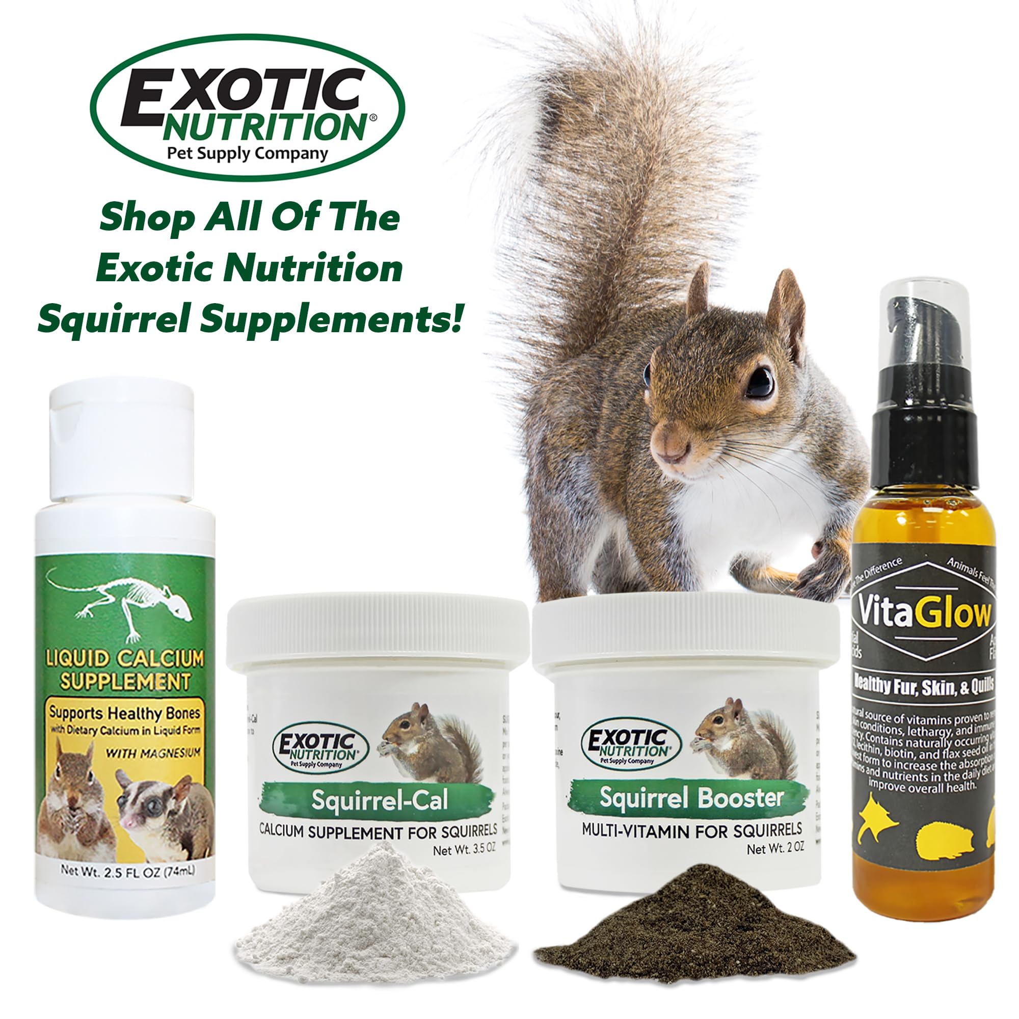 Exotic Nutrition Squirrel Booster gut health illustration.