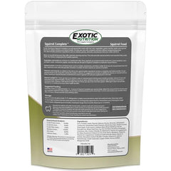 Close-up of Exotic Nutrition Squirrel Complete ingredients highlighting natural flavors
