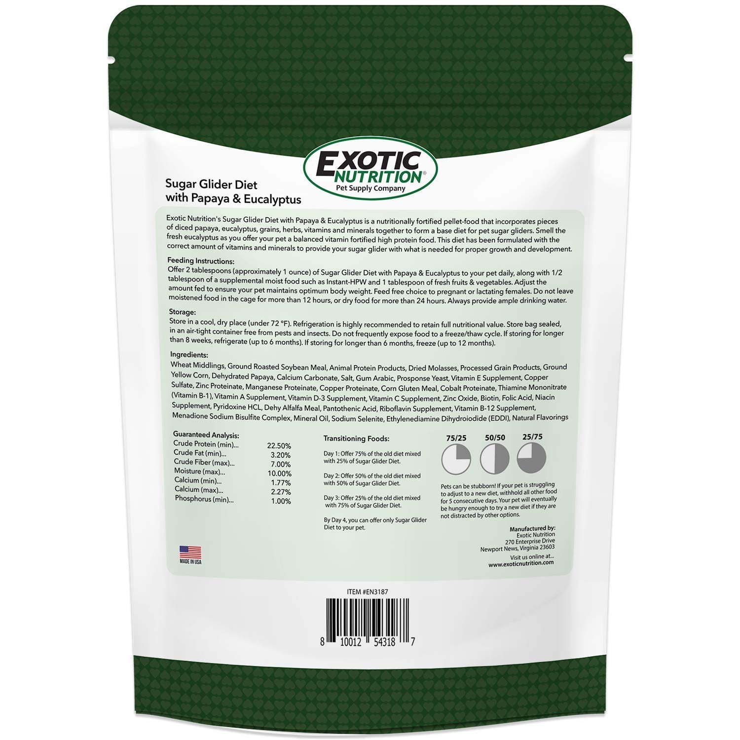 Close-up of Exotic Nutrition pellets highlighting high protein formula for growth and energy
