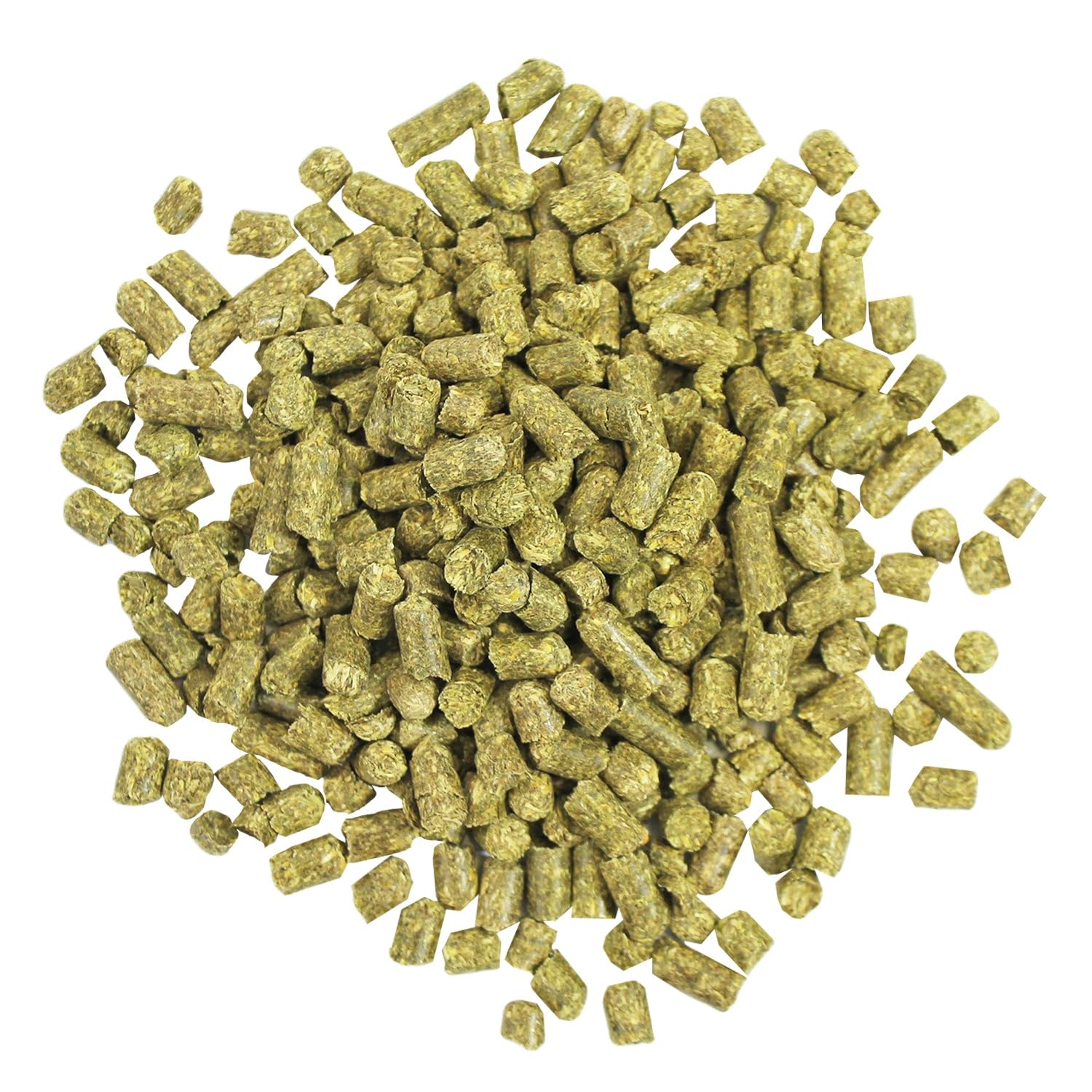 Exotic Nutrition Timothy Pellets bag shows sun-cured hay, a high-fiber option for small pets.