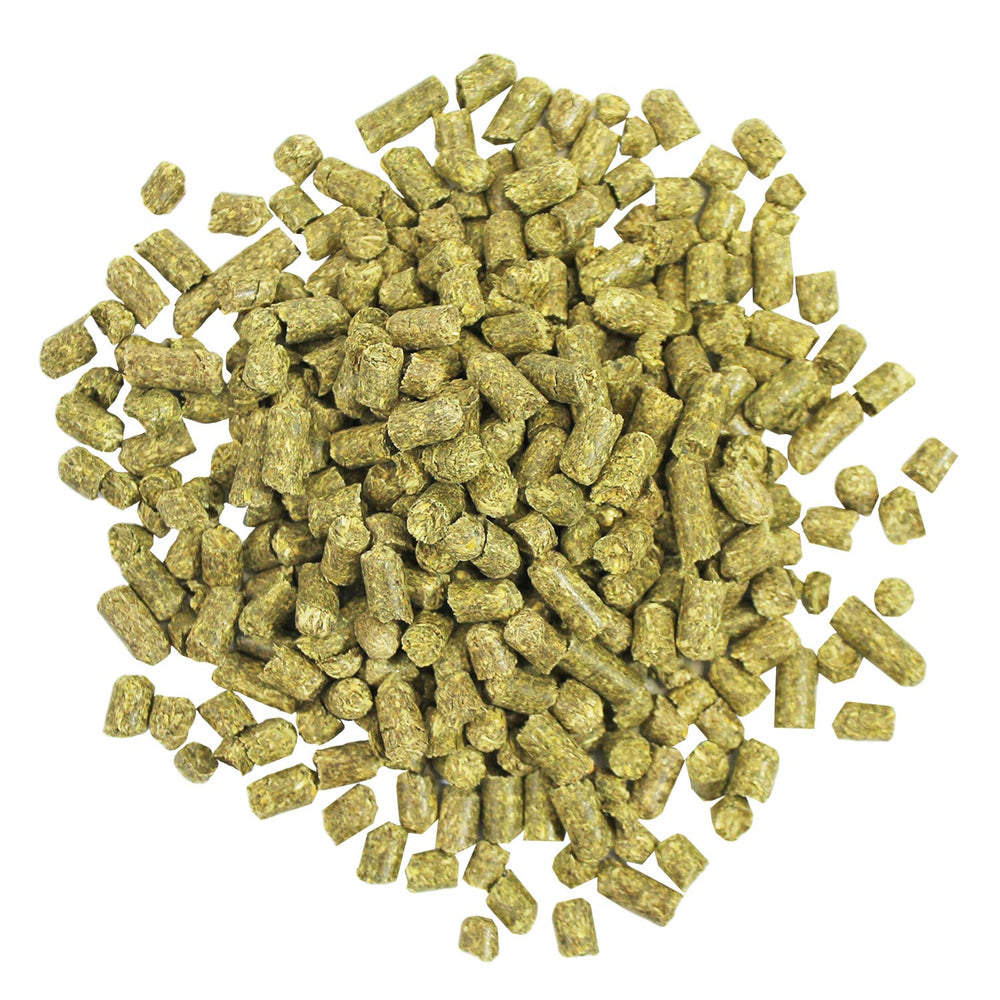 Exotic Nutrition Timothy Pellets nutrition facts label; balanced minerals supporting overall health.