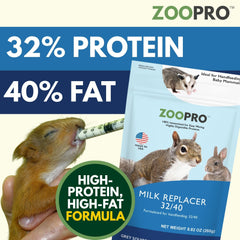 ZooPro milk replacer bottle with precise pour for easy feeding of baby squirrels