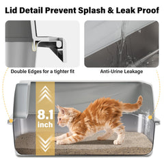 Exovyn metal litter box fits medium to small cats comfortably.