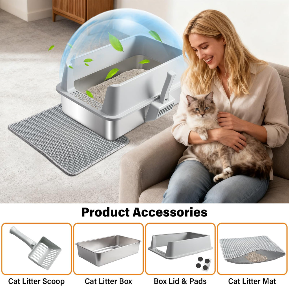 Exovyn litter box with scoop supports easy daily cleaning.
