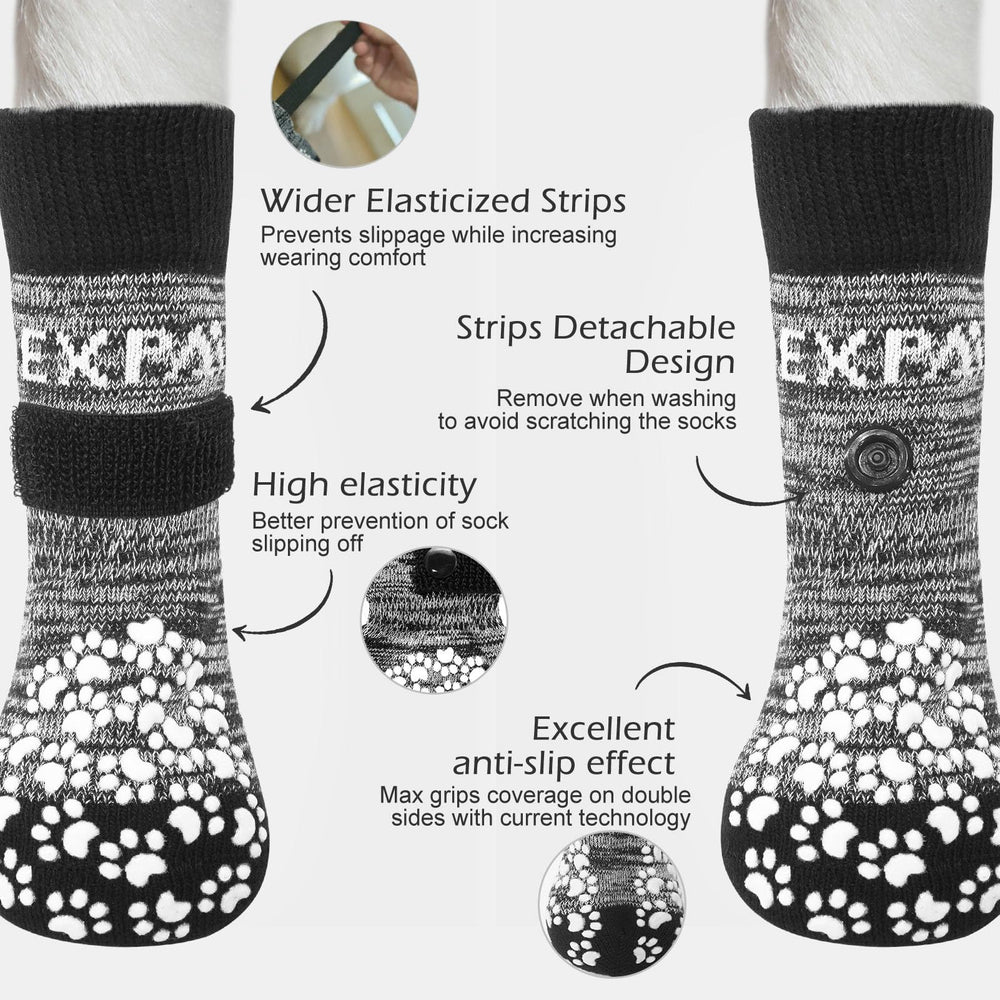 EXPAWLORER dog socks with licking-prevention design for comfortable paws.