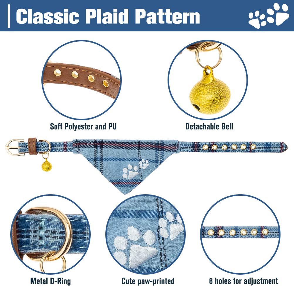 EXPAWLORER Pawprint plaid bandana collar for comfortable outdoor adventures.