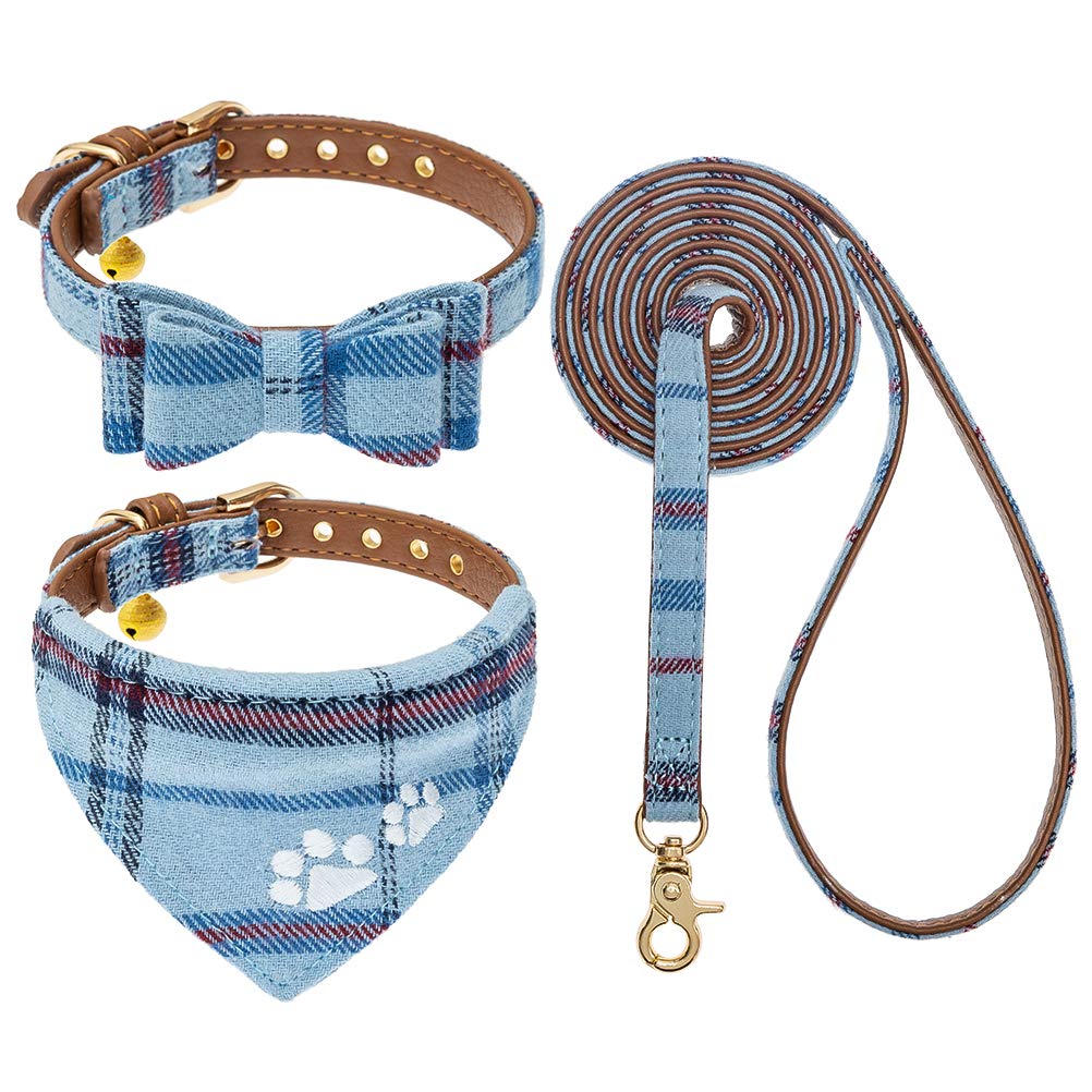 EXPAWLORER Pawprint plaid bow tie collar for stylish daily wear.