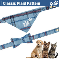 EXPAWLORER Pawprint plaid collar with removable bell for extra charm.