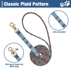 EXPAWLORER Pawprint plaid leash for secure, confident walks.