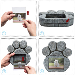 EXPAWLORER Resin memorial with a real-stone look withstands outdoor elements