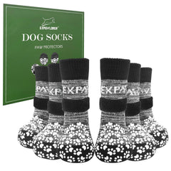 EXPAWLORER anti-slip dog socks prevent paw licking and improve traction on smooth floors.