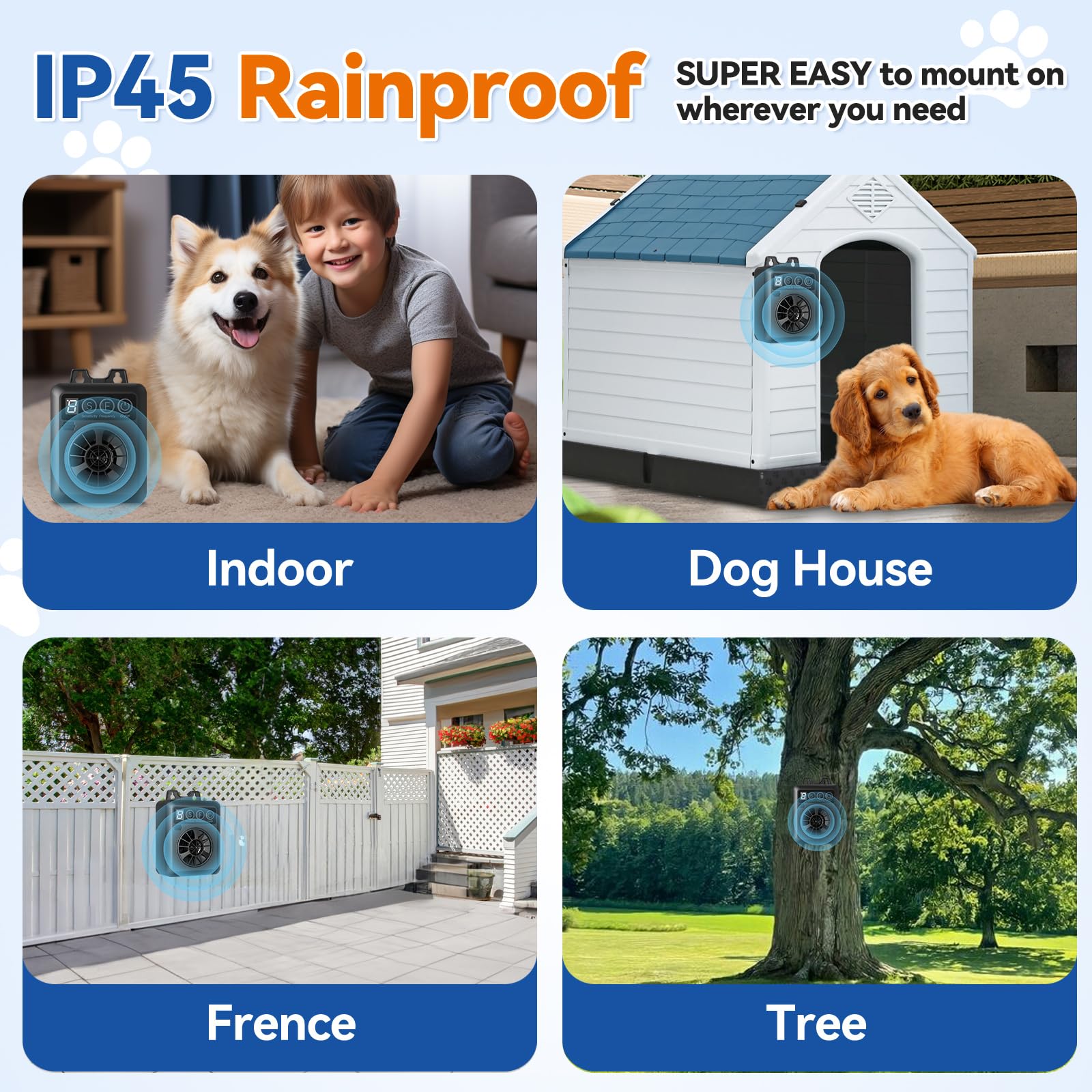 EXPBSYOU ultrasonic emission sensor detects barking and activates deterrent