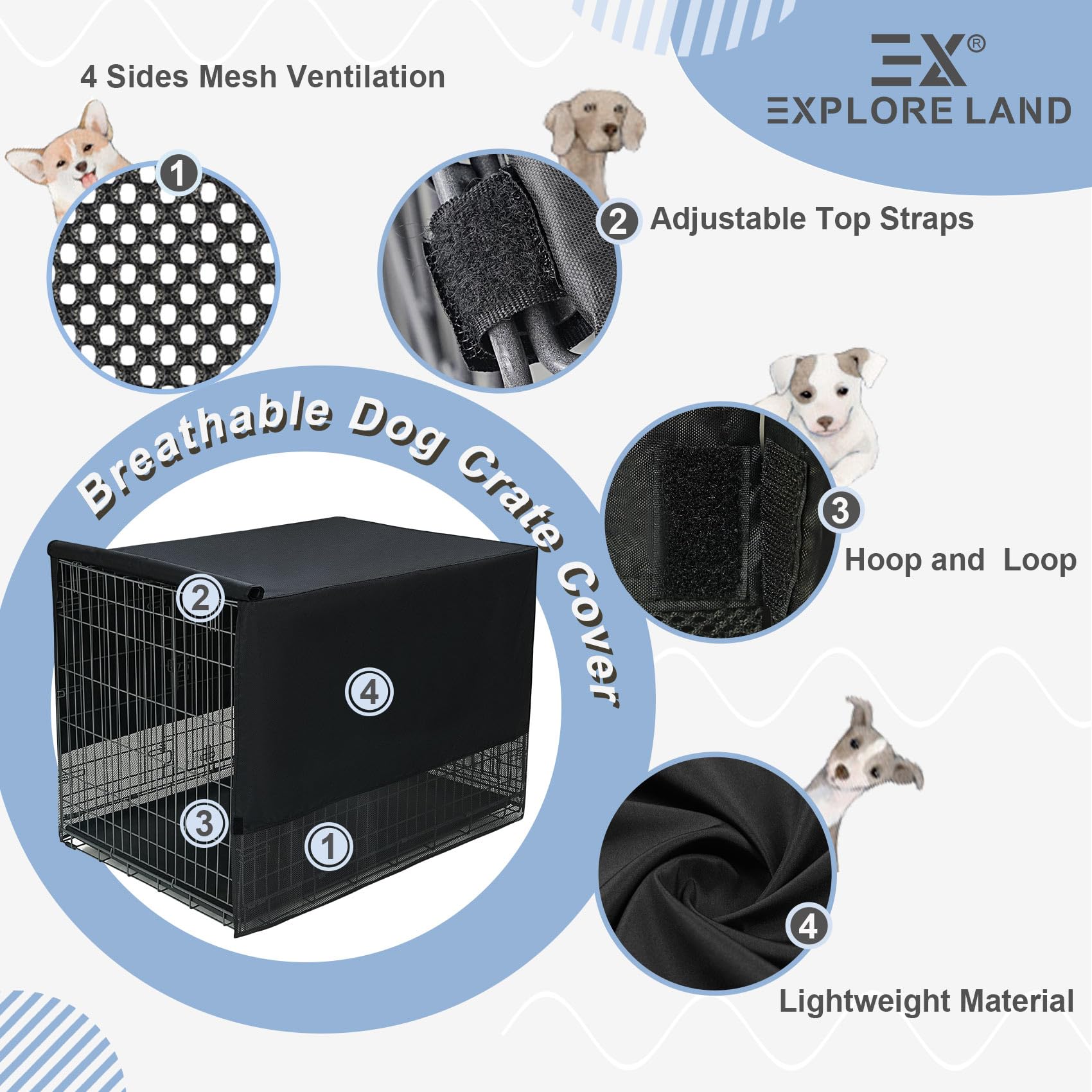 Explore Land breathable crate cover creates a den-like space for calmer rest.