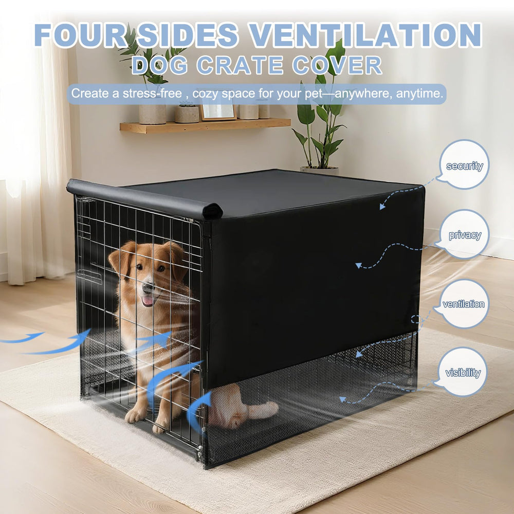 Explore Land breathable crate cover side view with easy velcro setup for quick installation.