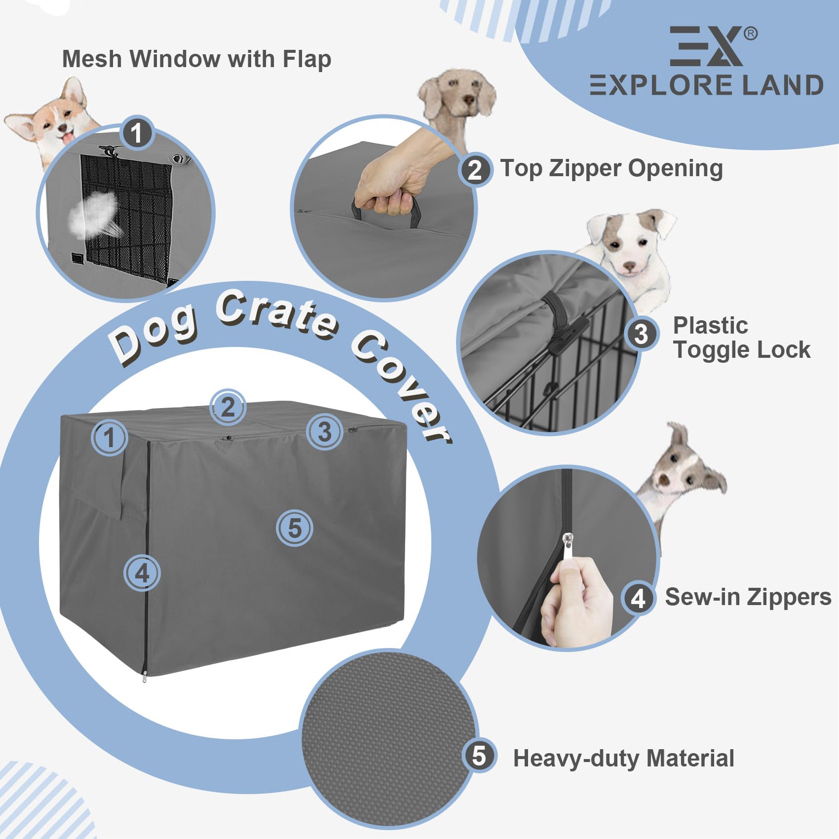 Explore Land breathable mesh vent with door flaps on crate cover