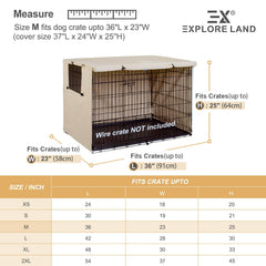 Explore Land universal 36-inch crate fit shown on a wire cage