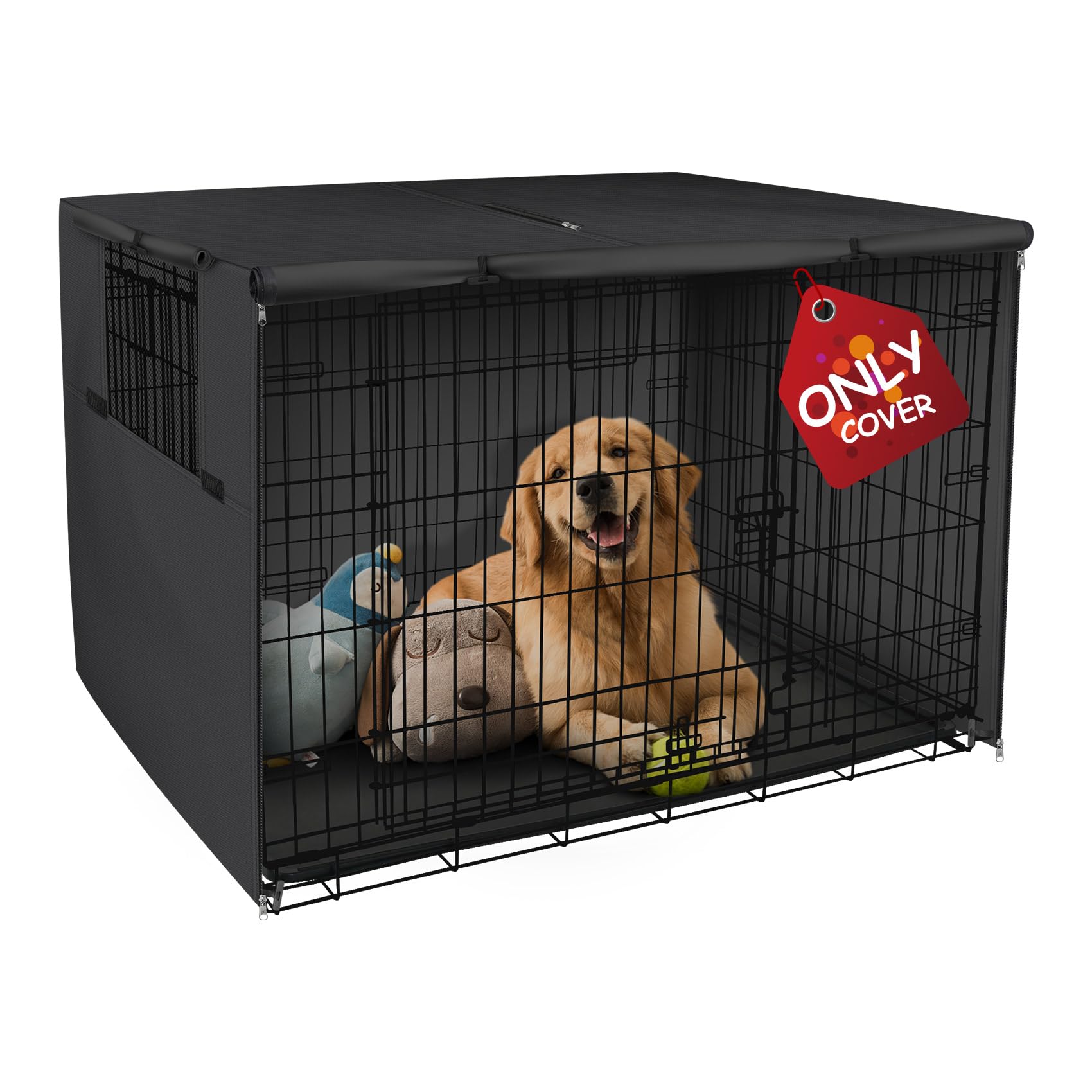 Explore Land dog crate cover with universal 48-inch fit for secure indoor and travel use