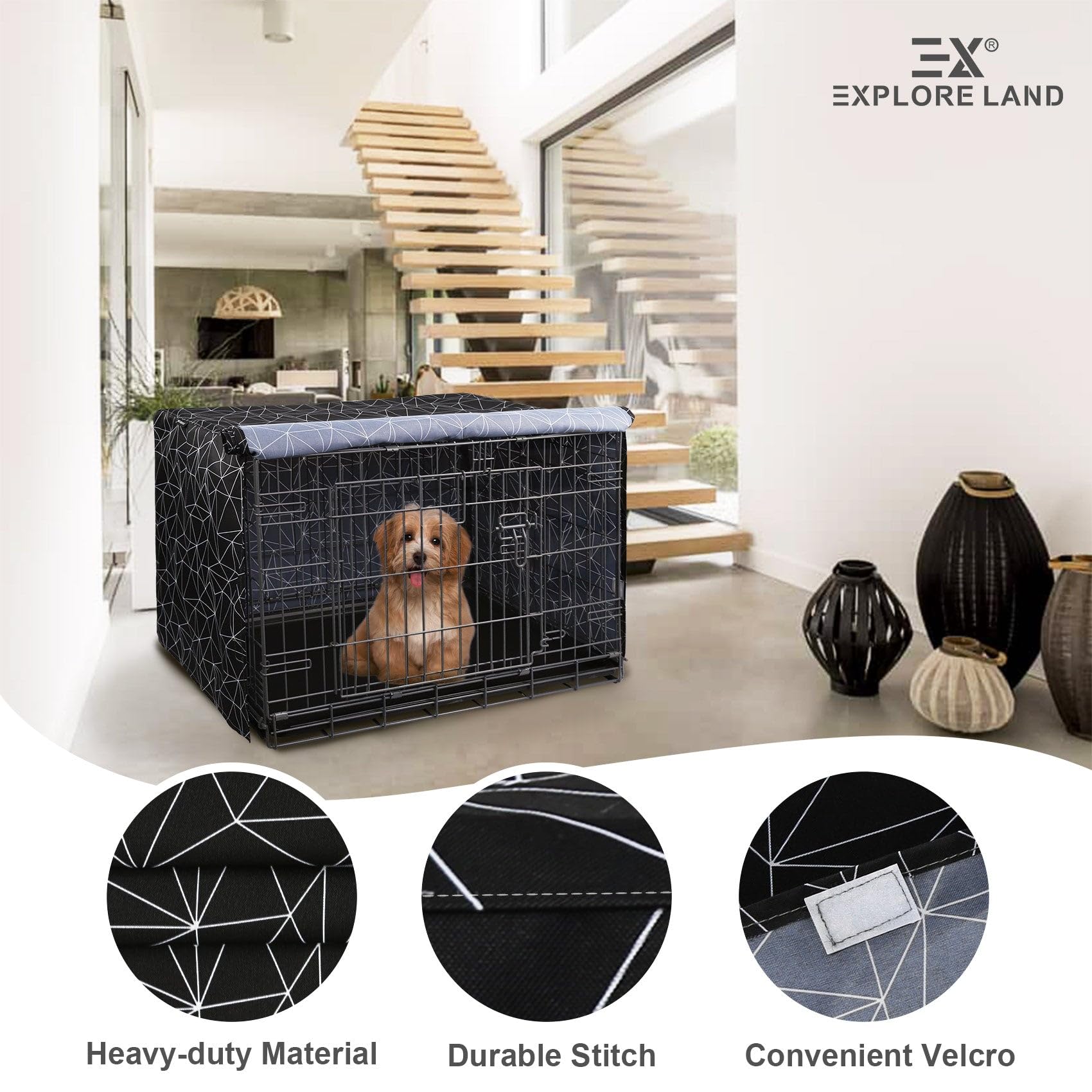 Explore Land heavy-duty polyester crate cover highlights durable protection.