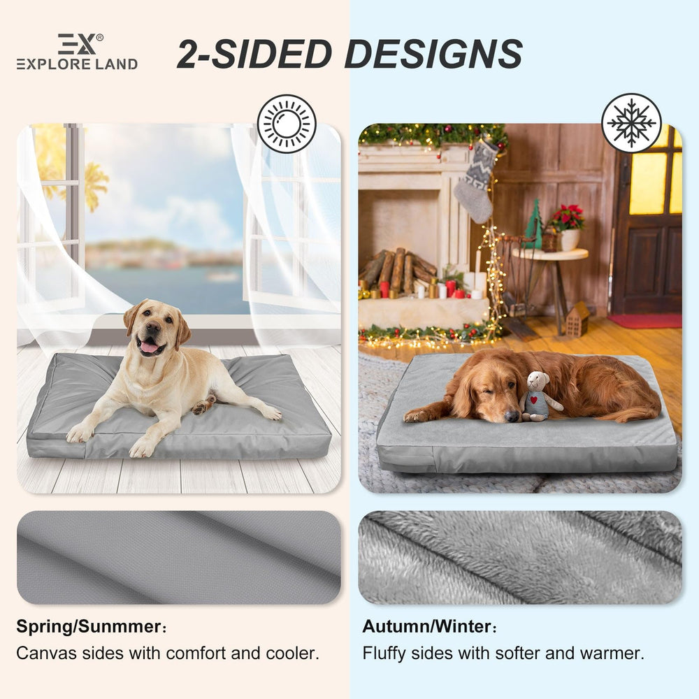 Explore Land plush dog bed cover offers a soft, comfortable surface for pets.